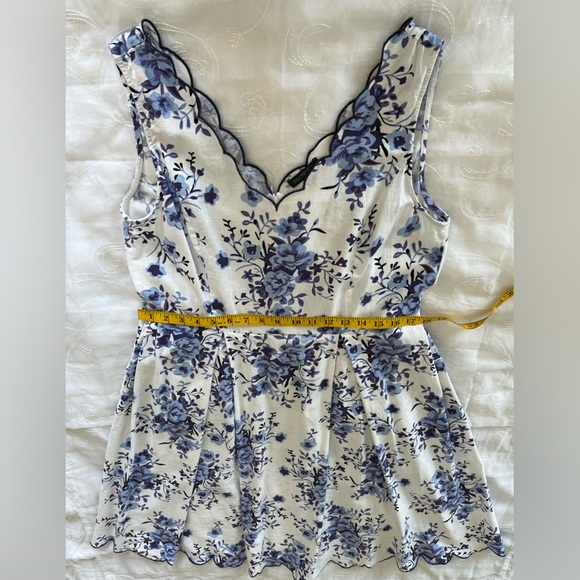 For Cynthia XL White w/Blue Floral Print Sleeveless MidAxi Dress - Picture 4 of 14